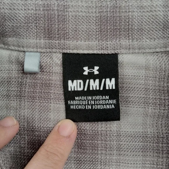 Under Armour Shirt Men Medium Plaid Flannel Button Snap Front Long Sleeve Casual - Picture 2 of 9